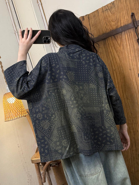 Camisa feminina retrô de primavera com meia gola alta e manga morcego