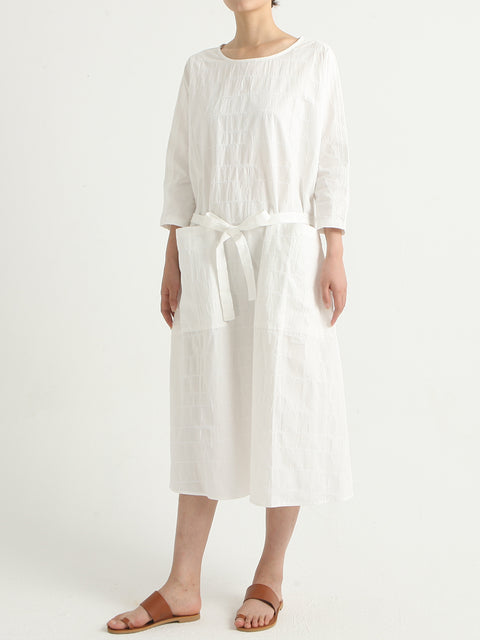 Vestido solto casual de algodão com cinto na cintura