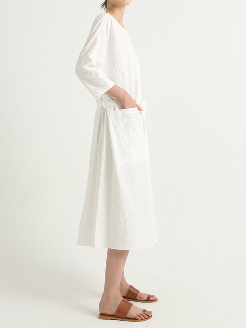 Vestido solto casual de algodão com cinto na cintura